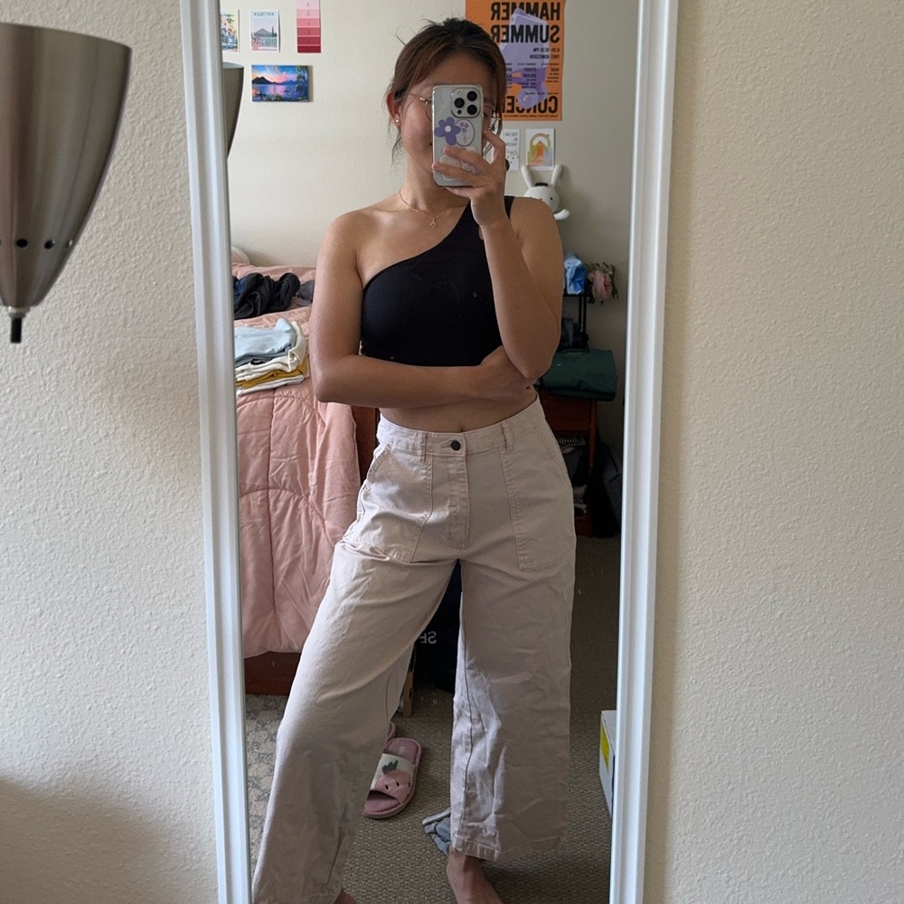 Pink High-rise Wide Leg Jeans